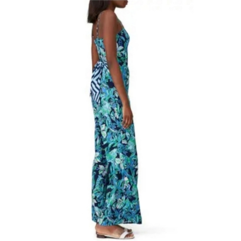 𝅺Lilly Pulitzer Nila Jumpsuit High Tide Take it or Leaf it Floral Print Giraffe - Picture 3 of 14